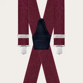 Bretelles jeans denim bordeaux unisexes | Style décontracté