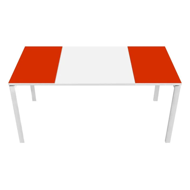 Bureau droit EASYDESK - L160 x P80 cm  - Blanc/rouge