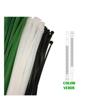 Colliers De Serrage Plastique Vert 380x4,8 Mm (SACHET 100 U.) Nylon De Haute Qualité - 48322
