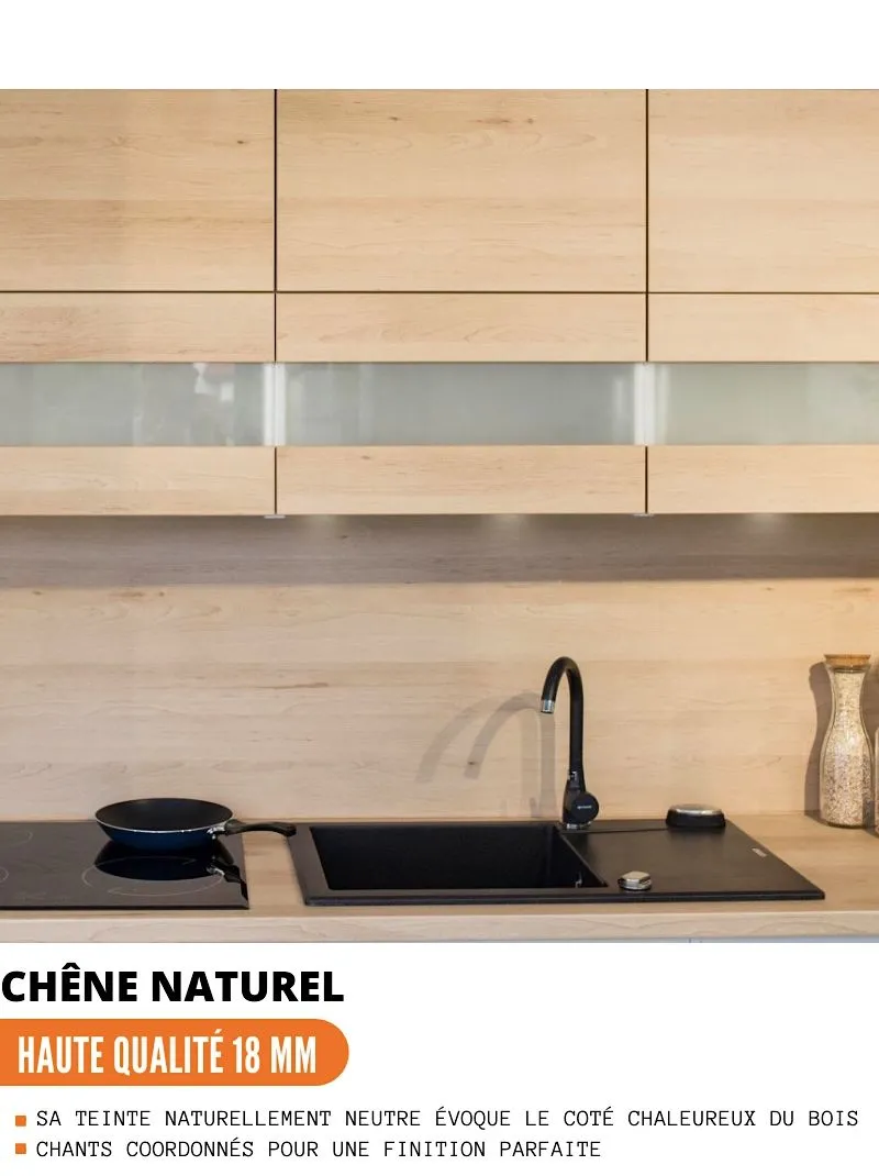 Crédence 184 cm - Décor chêne naturel