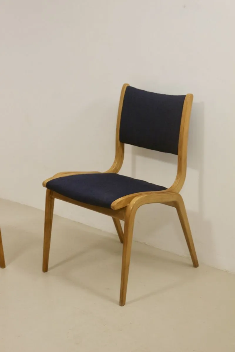 Lot de 4 chaises design scandinave bois courbé année 60. Ref