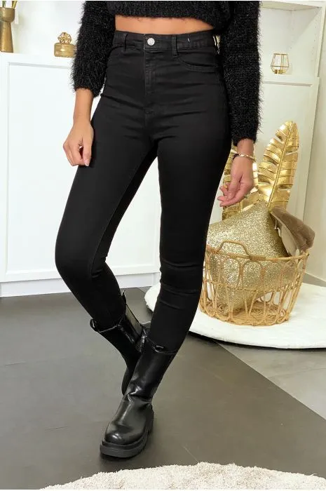 Pantalon jeans slim noir avec poches arrières