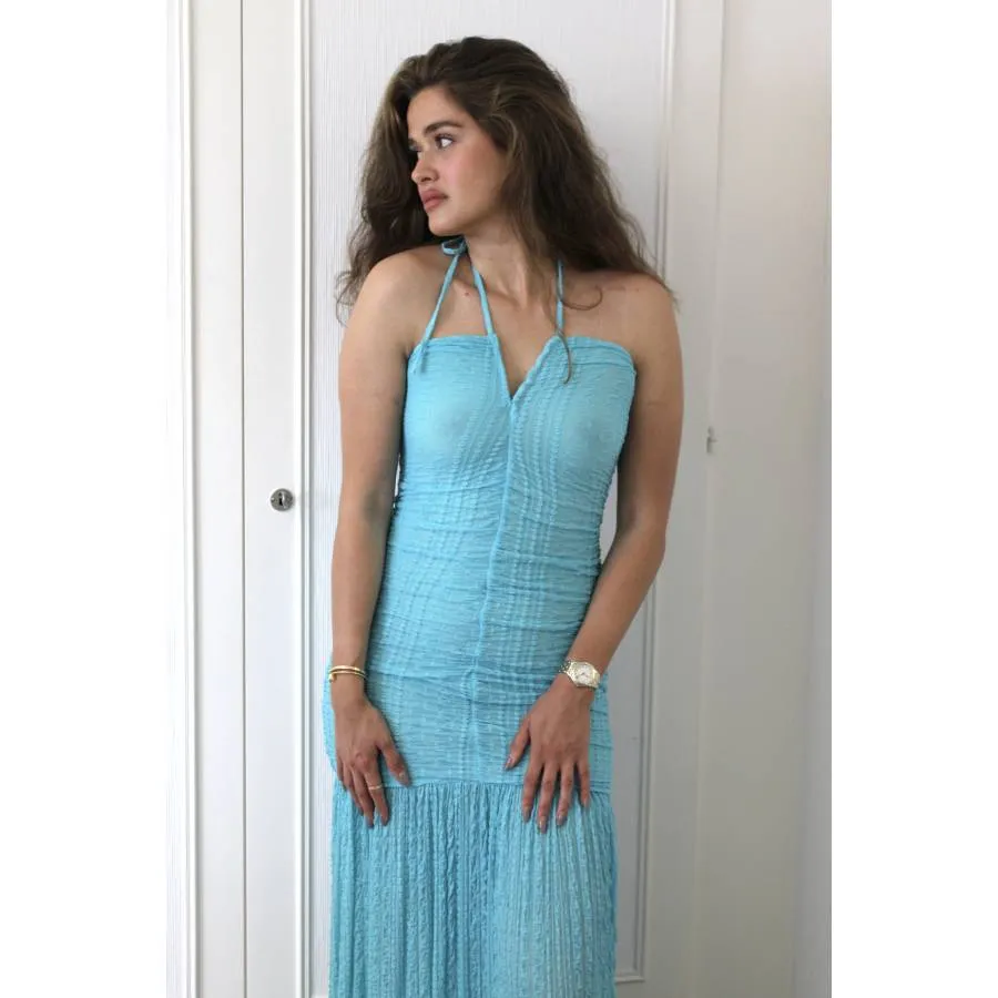 SUMMER DROP Ganni - Robe bleue dos nu