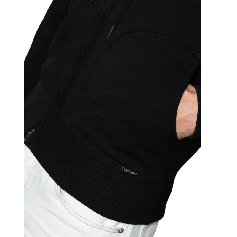Sweat shirt à capuche zippé coton noir